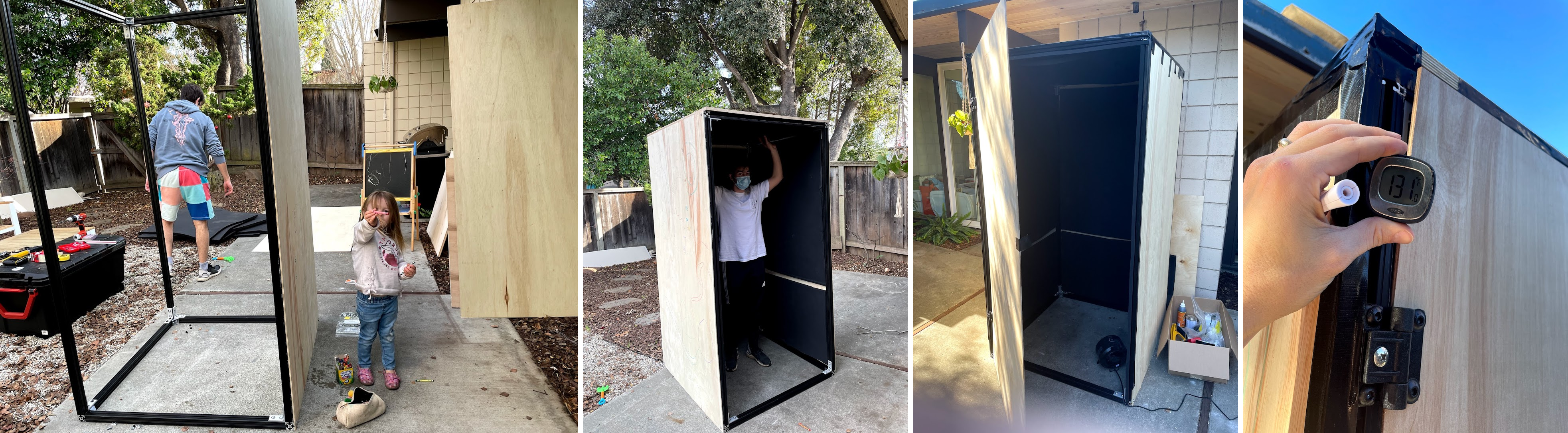 Our first prototype rig — a 120V Harvia heater inside a Sunlighten box